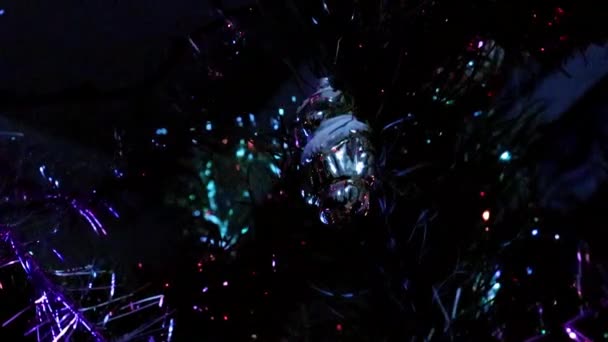 Décorations Arbres Noël Sur Les Branches Sapin Illuminé Festif — Video