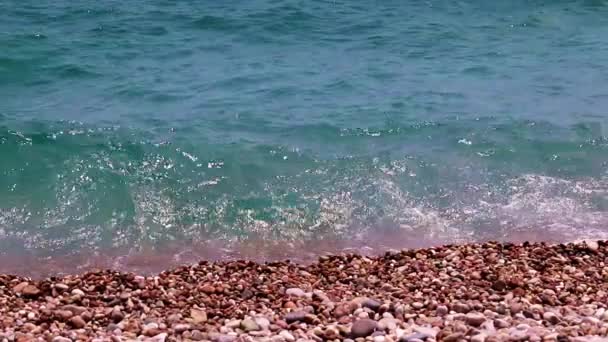 Ondas Pequenas Uma Praia Arenosa Como Lugar Para Recreação Ativa — Vídeo de Stock