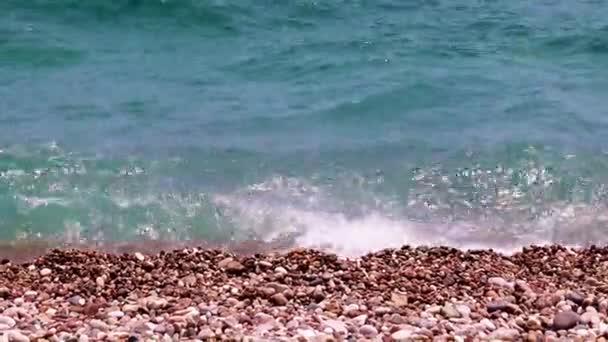 Ondas Pequenas Uma Praia Arenosa Como Lugar Para Recreação Ativa — Vídeo de Stock