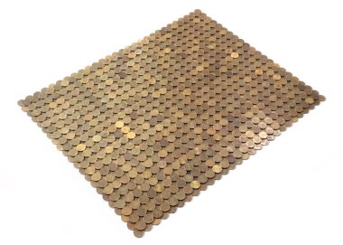 Metal paralar Rus rubleleri düzgünce dikdörtgen bir düzlemde istiflenir.