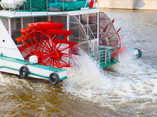 Eau Coule Sur Des Parties Roue Aubes Vapeur Rivière — Photo