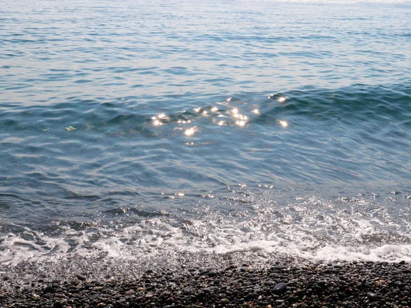 Belles Vagues Mer Stations Balnéaires Galets — Photo