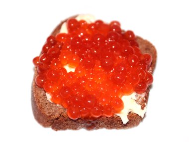 Kırmızı havyarlı sandviç iştahınızı açar.