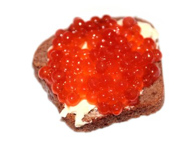 Kırmızı havyarlı sandviç iştahınızı açar.