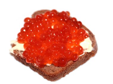 Kırmızı havyarlı sandviç iştahınızı açar.