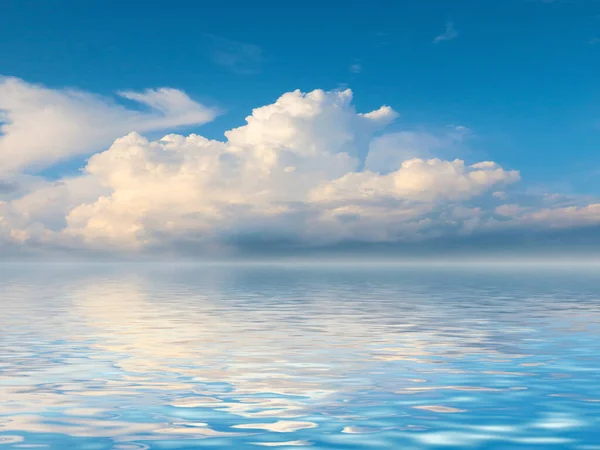 Reflection Sunny Cloudy Sky Surface Calm Sea — Stock Photo, Image
