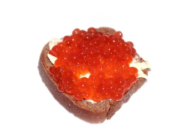 Sandwich Red Caviar Strengthen Your Appetite — Stock Photo, Image