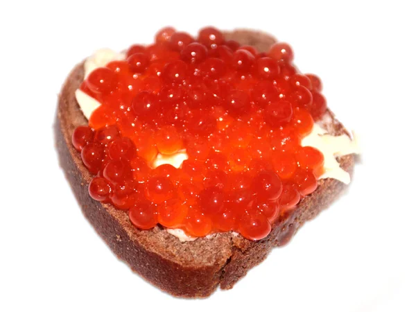 Sanduíche Com Caviar Vermelho Para Fortalecer Apetite — Fotografia de Stock