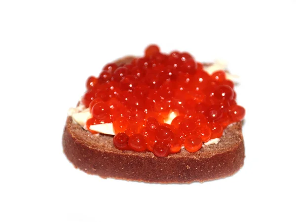 Sandwich Red Caviar Strengthen Your Appetite — Stock Photo, Image