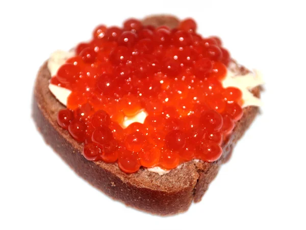 Sanduíche Com Caviar Vermelho Para Fortalecer Apetite — Fotografia de Stock