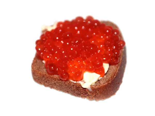 Sándwich Con Caviar Rojo Para Fortalecer Apetito — Foto de Stock