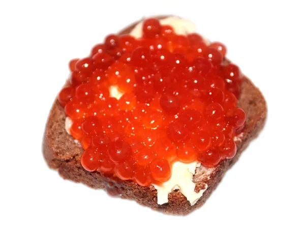 Sanduíche Com Caviar Vermelho Para Fortalecer Apetite — Fotografia de Stock