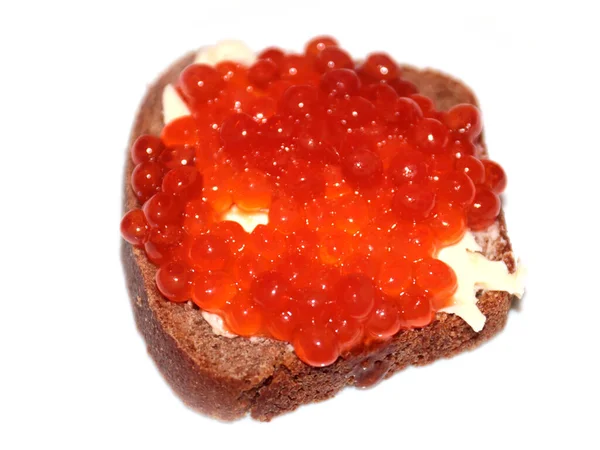 Kırmızı havyarlı sandviç iştahınızı açar.