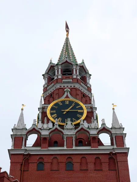 Великолепные Часы Спасской Башне Московского Кремля Россия — стоковое фото