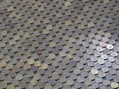 Rus rublesi üzerine dizilmiş metal paralardan oluşan bir uçak.