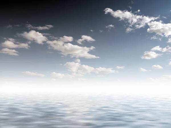 Reflection Cloudy Blue Sunny Sky Water Sea Surface — Stock Photo, Image