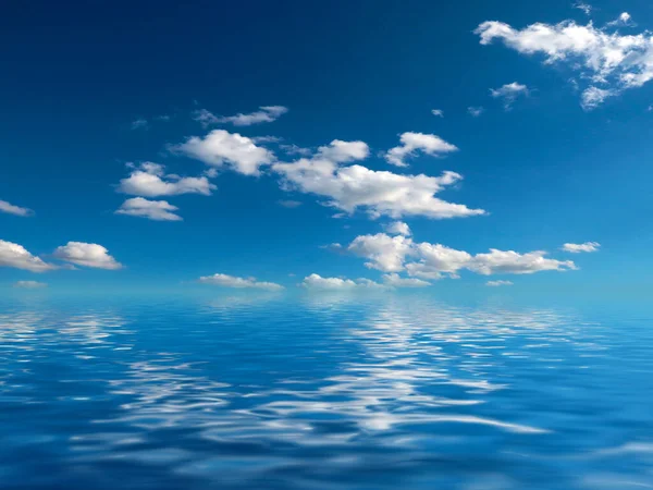 Reflejo Cielo Soleado Azul Nublado Agua Superficie Del Mar — Foto de Stock