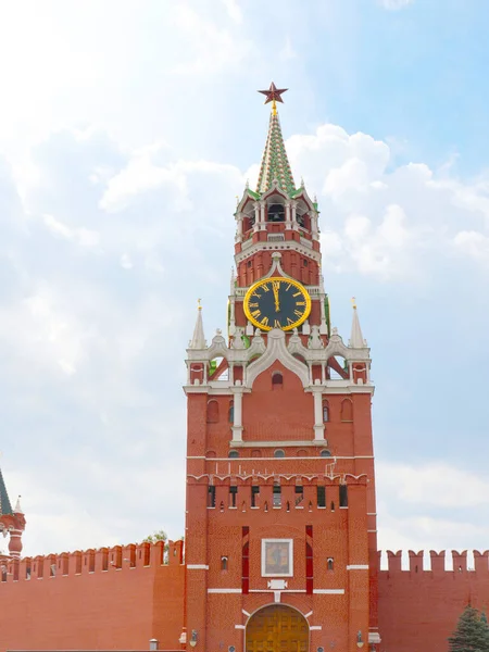 Reloj Torre Spasskaya Del Kremlin Moscú Rusia — Foto de Stock