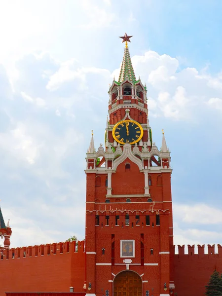 Clock Spasskaya Tower Moscow Kremlin Russia — Stock Photo, Image