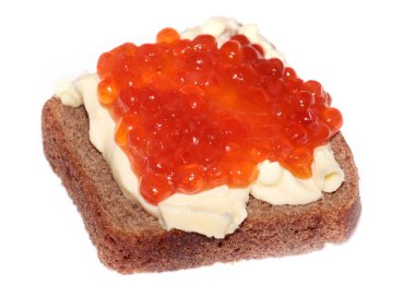 Bayram süsü olarak kırmızı havyarlı sandviç.