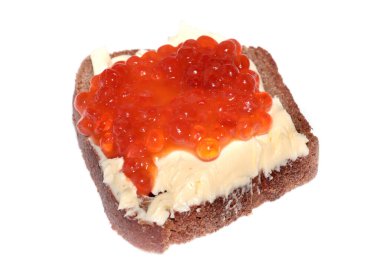 Bayram süsü olarak kırmızı havyarlı sandviç.