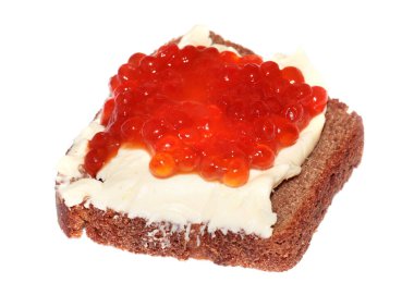 Bayram süsü olarak kırmızı havyarlı sandviç.