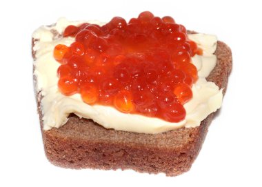 Bayram süsü olarak kırmızı havyarlı sandviç.