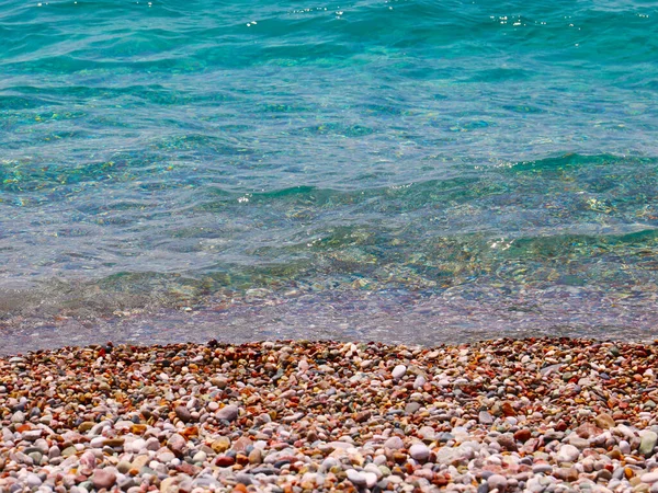 Морські Хвилі Гальковий Пляж Місце Чудового Відпочинку — стокове фото