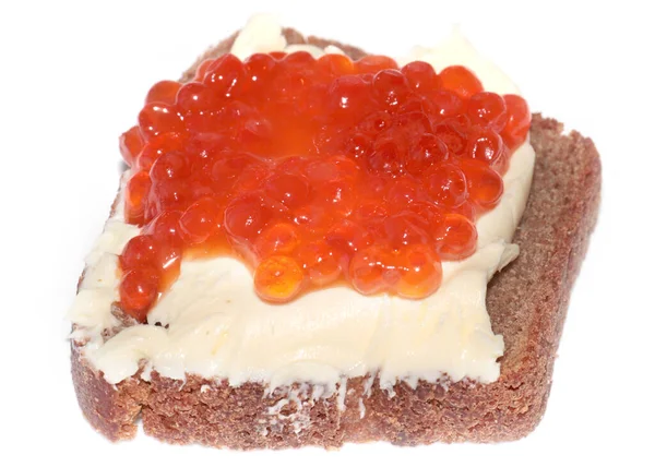 Sandwich Red Caviar Part Festive Decoration — Stock Photo, Image