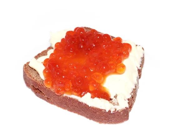 Sandwich Mit Rotem Kaviar Als Festliche Dekoration — Stockfoto