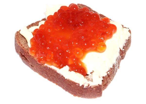 Sándwich Con Caviar Rojo Como Parte Una Decoración Festiva —  Fotos de Stock