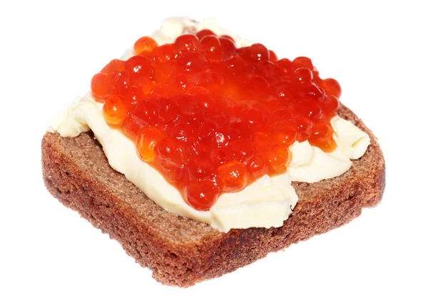 Sandwich Caviar Rouge Dans Cadre Une Décoration Festive — Photo