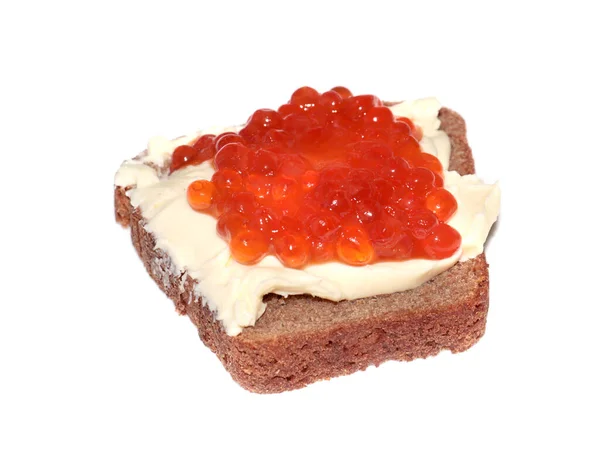 Sándwich Con Caviar Rojo Como Parte Una Decoración Festiva —  Fotos de Stock