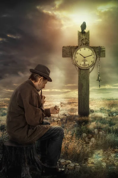 Older Man Reflects Time Lost Opportunities — Stock Photo, Image