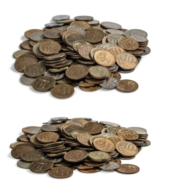 Monedas Antiguas Sobre Fondo Blanco Blanco Para Sus Manipulaciones Fotos —  Fotos de Stock