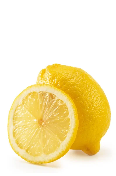 レモンは白い背景に実をつけ写真の操作には空白です — ストック写真