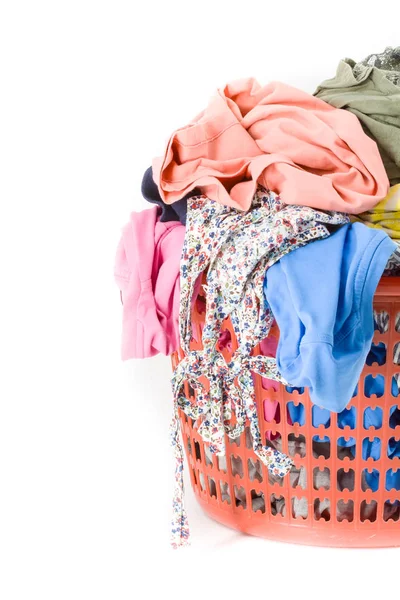 Plastic basket with clothes — Stock Photo, Image