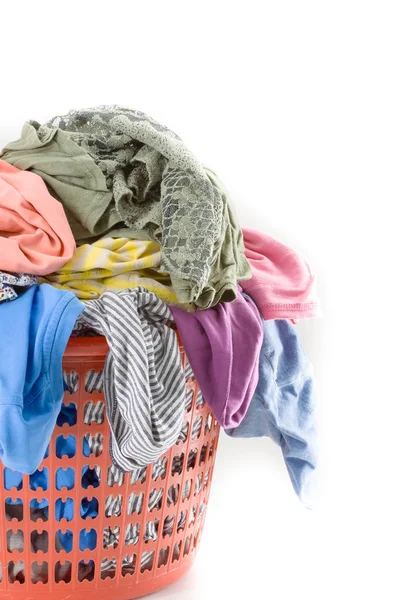 Plastic basket with clothes — Stock Photo, Image