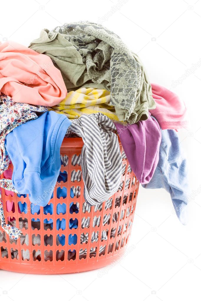 Plastic basket with clothes