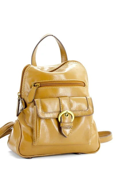 A small brown ladies leather backpack — Stock Photo, Image