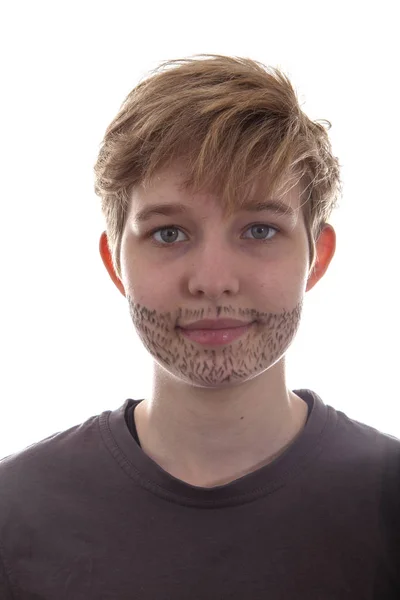 Трансгендерний хлопець хоче мати бороду. — стокове фото