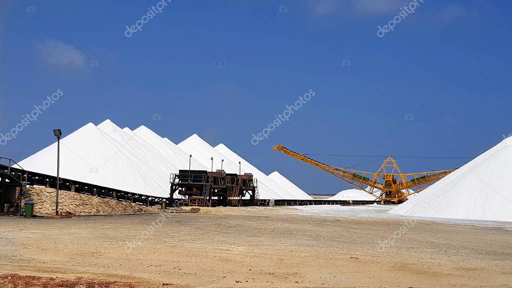 Salt mountains of mining on Bonaire