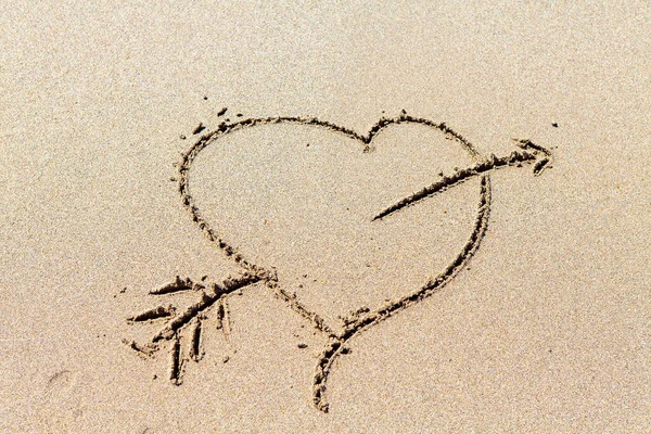 Heart Signed Sand Beach — Stock Photo, Image