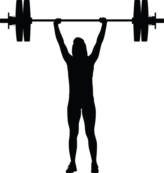 Weight Lifting Girl Silhouette — Stock Vector