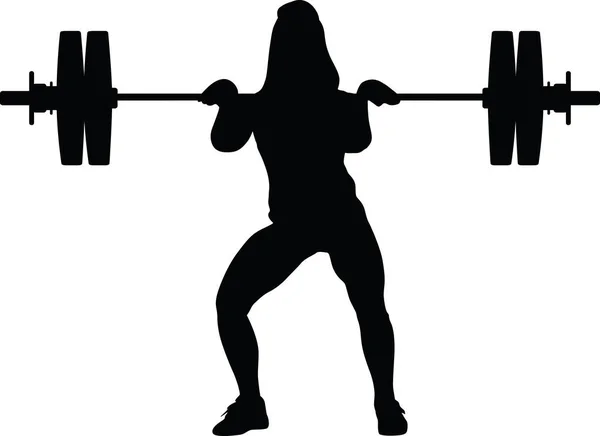 Weight Lifting Girl Silhouette — Stock Vector