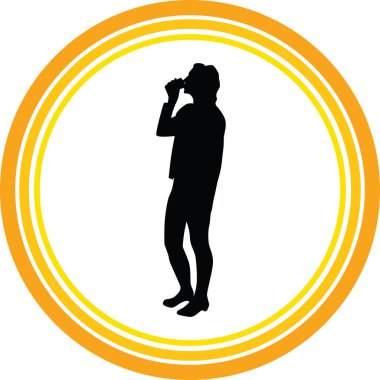 kadın içme siluet vektör