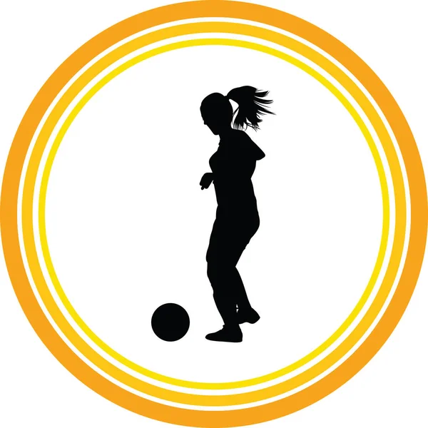 Silhouette Donna Calcio Ragazza Giocare Calcio Vettore — Vettoriale Stock