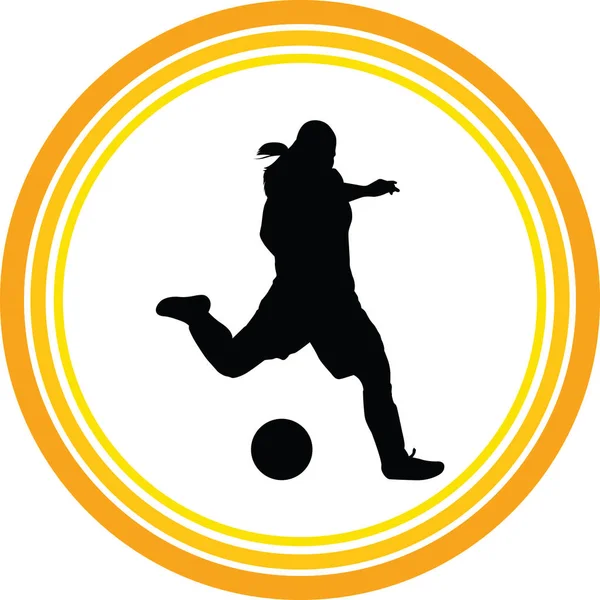 Soccer Nők Sziluettje Lány Játszani Soccer Vektor — Stock Vector