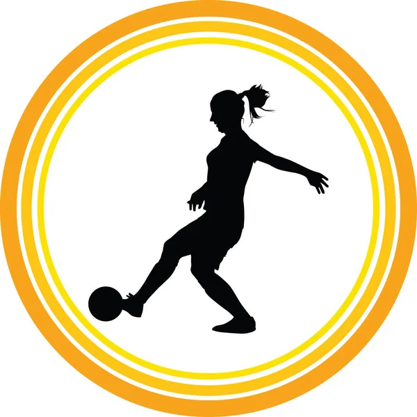 Silhueta Mulheres Futebol Menina Jogar Futebol Vetor —  Vetores de Stock