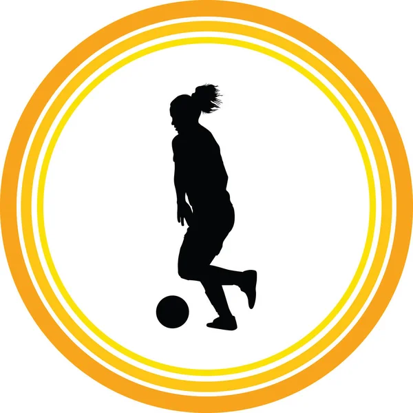 Silhouette Donna Calcio Ragazza Giocare Calcio Vettore — Vettoriale Stock